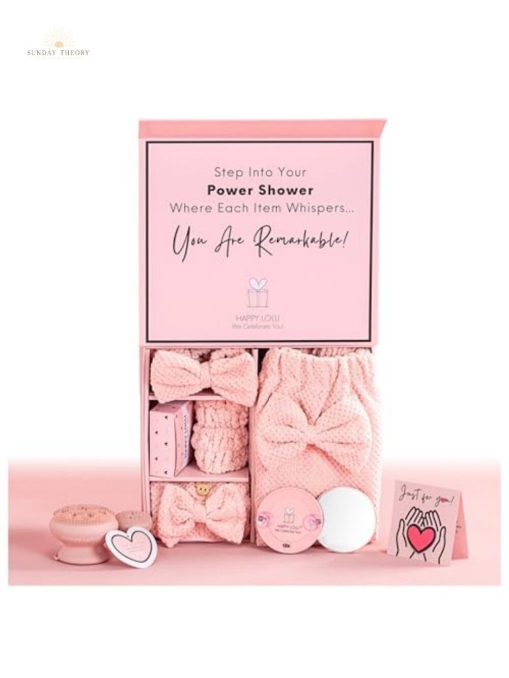 Teen Girl Self Care Gift Box with Towels, Headband, Wristbands, Face Sponge